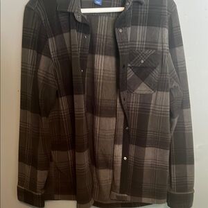 Arizona Black and Gray Flannel Button Down Shirt Size Medium Western Work